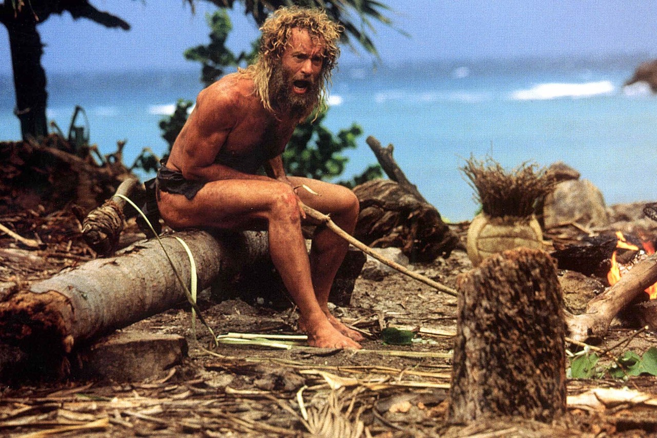 CAST AWAY, US 2000 TOM HANKS CASTAWAY US 2000 TOM HANKS Date 2000, Photo by: Mary Evans/C20TH FOX / DREAMWORKS/Ronald Grant/Everett Collection(10305969)